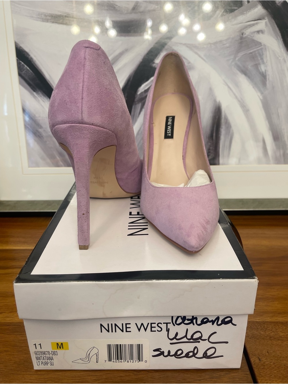 Nine West Dusty Lilac Suede Pointed-Toe Stiletto Heels - Picture 2 of 4